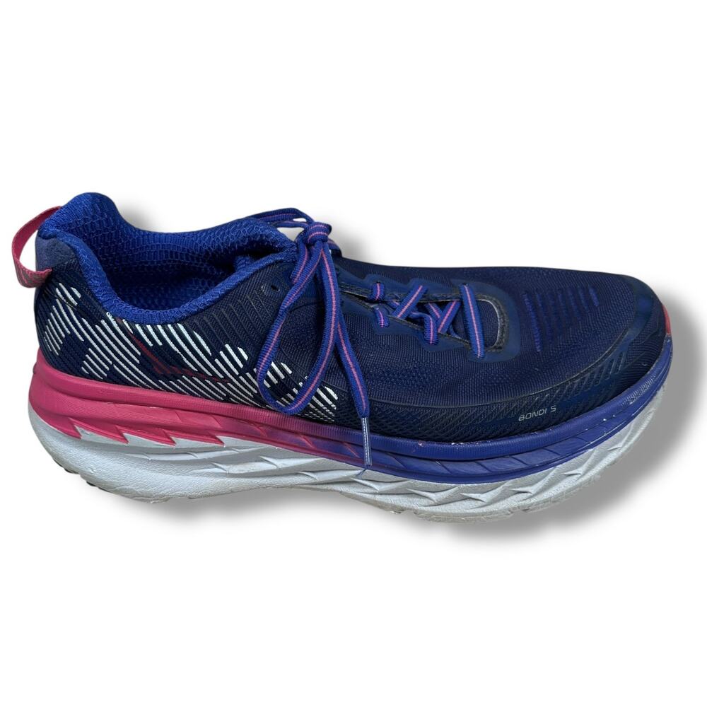 Hoka One One Bondi 5 Running Shoes Womens 11 D Wide Blue Low Lace Sneakers